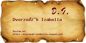 Dvorzsák Izabella névjegykártya